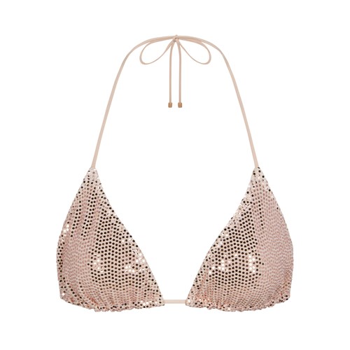 SKIMS Sequin Triangle Bikini Top Clay | 251064-MDR